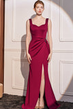 Burgunder Meerjungfrau Long Prom Kleid mit Schlitz