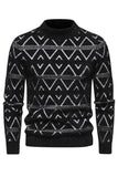 Weißer Herrenpullover mit Rundhalsausschnitt und gestreiftem Print