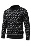 Weißer Herrenpullover mit Rundhalsausschnitt und gestreiftem Print