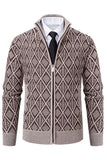 Herren Jacquard Plus Velvet Casual Cardigan Jacke mit Stehkragen