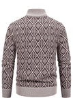 Herren Jacquard Plus Velvet Casual Cardigan Jacke mit Stehkragen