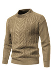 Weißer Jacquard-Rundhalsausschnitt Herren-Strickpullover