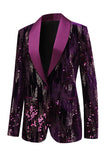 Glitzernder lila Schal Revers Pailletten Ballblazer