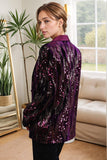 Glitzernder lila Schal Revers Pailletten Ballblazer