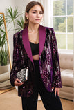 Glitzernder lila Schal Revers Pailletten Ballblazer