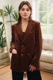 Coffee Dots Zweireihiger Blazer aus Samt mit spitzem Revers