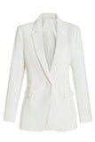 Weißer, taillierter einreihiger Midi-Blazer für Damen