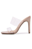 Apricot Slip On Stiletto Heel Peep Toe Klare Sandalen Hausschuhe Mode Schuhe