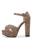 Plateausandalen mit Leopardenmuster mit Absatz Chunky Pump Hochzeitsfeier Brautkleid Schuhe