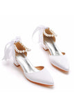 Elfenbein Brautschuhe Perle Schnürung Hochzeit Heels Elegante spitze Spitze Hochzeit Party Schuhe