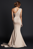 Khaki Meerjungfrau One Shoulder Langes formelles Kleid