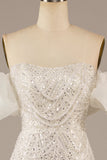 Glitzerndes Elfenbein Meerjungfrauen Pailletten Brautkleid