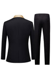 Schwarz und Champagner Schal Revers 3-teilige Slim Fit Herren Ballanzüge