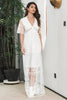 Laden Sie das Bild in den Galerie-Viewer, Weißes formelles Partykleid aus Boho-Maxi-Spitze