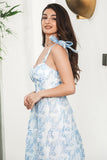 Blaues Boho-Maxikleid mit Blumenmuster