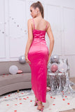 Fuchsia Korsett Etui Cocktail Party Kleid mit Rüschen