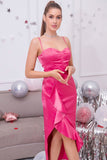 Fuchsia Korsett Etui Cocktail Party Kleid mit Rüschen