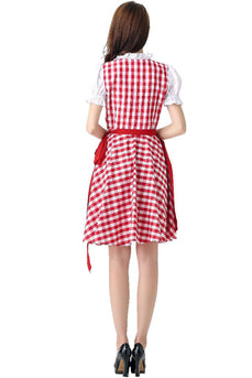 Oktoberfest Kostüm Dirndl Maid Bauernrock Rot Kleid