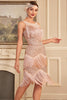 Laden Sie das Bild in den Galerie-Viewer, Blush Sparkly Fransen Great Gatsby Kleid mit Pailletten