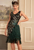 Laden Sie das Bild in den Galerie-Viewer, Glitzerndes schwarzes Flapper-Kleid mit Fransen aus den 1920er Jahren