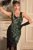 Laden Sie das Bild in den Galerie-Viewer, Glitzerndes schwarzes Flapper-Kleid mit Fransen aus den 1920er Jahren