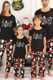 Schwarzer Kürbis bedrucktes Halloween-Familienpyjama-Set