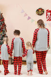 Schwarzes und rotes kariertes Weihnachts-Familienpyjama-Set mit Hirsch-Print