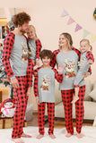 Schwarzes und rotes kariertes Weihnachts-Familienpyjama-Set mit Hirsch-Print