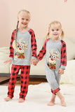 Schwarzes und rotes kariertes Weihnachts-Familienpyjama-Set mit Hirsch-Print