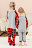 Schwarzes und rotes kariertes Weihnachts-Familienpyjama-Set mit Hirsch-Print