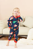 Marineblaues Familienpyjama-Set mit Weihnachtsmuster und bedrucktem