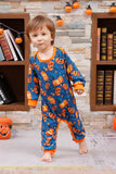 Orange Kürbis Print Familie Halloween Pyjama (lange Ärmel)