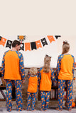 Orange Kürbis Print Familie Halloween Pyjama (lange Ärmel)