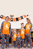 Orange Kürbis Print Familie Halloween Pyjama (lange Ärmel)