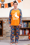 Orange Kürbis Print Familie Halloween Pyjama (lange Ärmel)