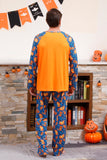 Orange Kürbis Print Familie Halloween Pyjama (lange Ärmel)