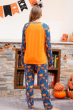 Orange Kürbis Print Familie Halloween Pyjama (lange Ärmel)