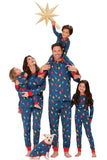 Dunkelblaue Farbe Glühbirne Print Familie Passendes Pyjamas Set