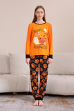 Kürbis Print Orange Halloween Familie Pyjama Set