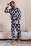 Kürbisdruck Schwarzer passender Halloween-Einteiler Pyjama