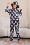 Kürbisdruck Schwarzer passender Halloween-Einteiler Pyjama