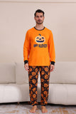 Orange Halloween Langarm-Familien-Pyjama-Set