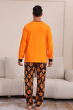 Orange Halloween Langarm-Familien-Pyjama-Set