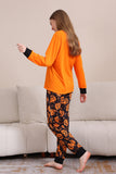 Orange Halloween Langarm-Familien-Pyjama-Set