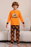 Orange Halloween Langarm-Familien-Pyjama-Set