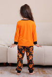 Orange Halloween Langarm-Familien-Pyjama-Set