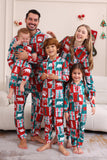 Rotes und grünes Colorblock-Weihnachts-Familienpyjama-Set mit Kapuze