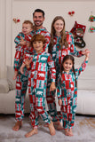 Rotes und grünes Colorblock-Weihnachts-Familienpyjama-Set mit Kapuze