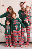 Dunkelgrünes Weihnachts-Familien-Pyjama-Set