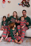 Dunkelgrünes Weihnachts-Familien-Pyjama-Set